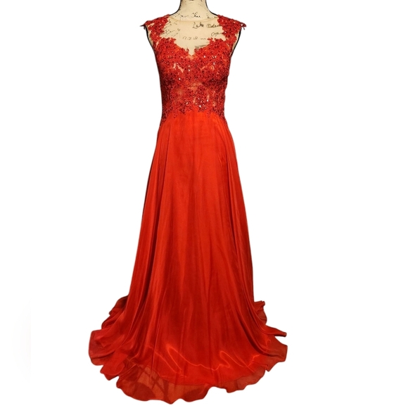 Aspeed Red Lace Prom Dress - Picture 2 of 8